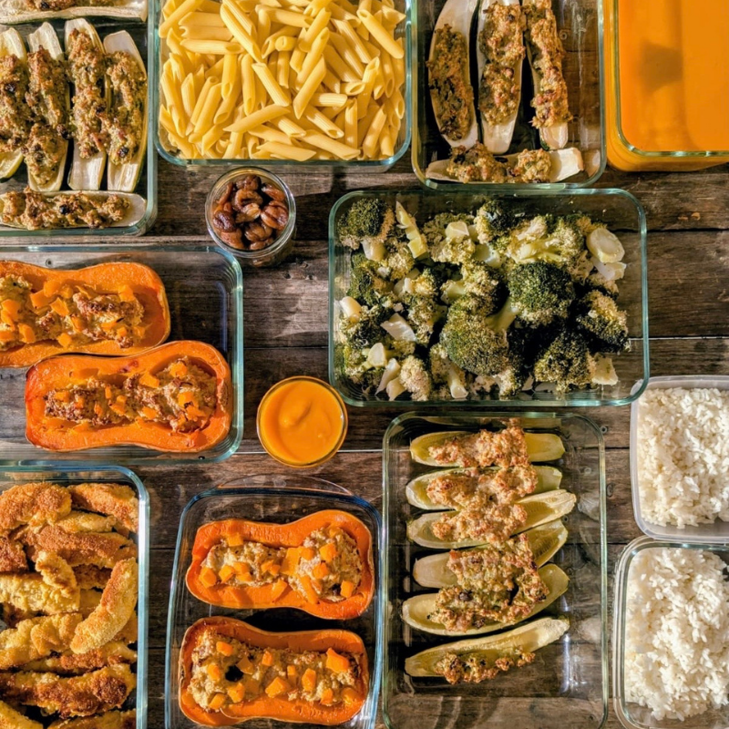 préparation de repas en batch cooking